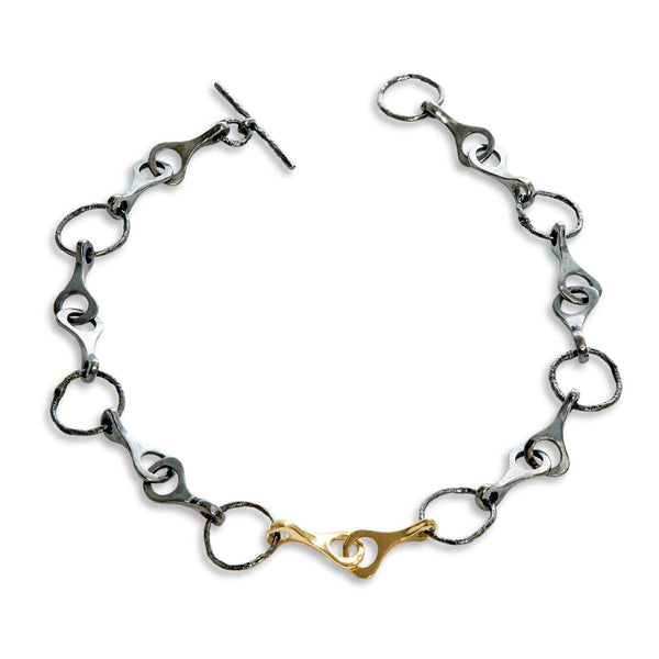 Isabella Black & Shiny Gold Necklace by Emanuela Duca. Sculptural Fine Jewelry Handcrafted in 18k, Sterling Silver, Bronze, diamonds, and precious gems - Made in Rome & New York