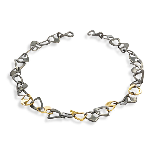 Isabella Black & Gold Necklace by Emanuela Duca. Sculptural Fine Jewelry Handcrafted in 18k, Sterling Silver, Bronze, diamonds, and precious gems - Made in Rome & New York
