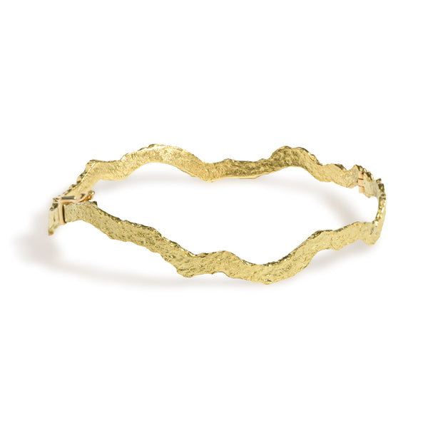 Sunshine Wavy 18k Gold Bangle by Emanuela Duca. Sculptural Fine Jewelry Handcrafted in 18k, Sterling Silver, Bronze, diamonds, and precious gems - Made in Rome & New York