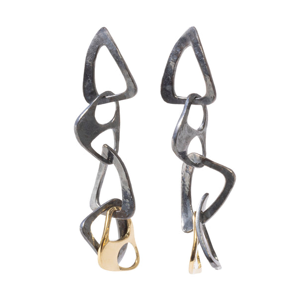Isabella Free-Form Long Earrings by Emanuela Duca. Sculptural Fine Jewelry Handcrafted in 18k, Sterling Silver, Bronze, diamonds, and precious gems - Made in Rome & New York