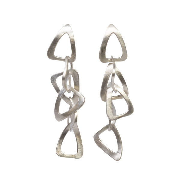 Isabella Free-Form Silver Long Earrings by Emanuela Duca. Sculptural Fine Jewelry Handcrafted in 18k, Sterling Silver, Bronze, diamonds, and precious gems - Made in Rome & New York
