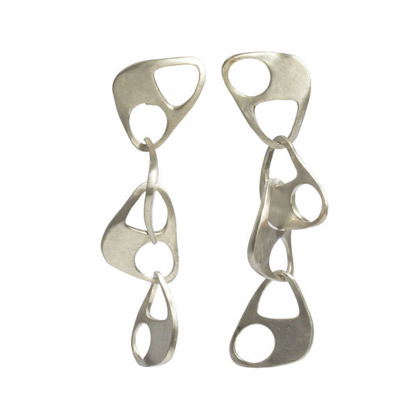 Isabella Dangling Silver Earrings by Emanuela Duca. Sculptural Fine Jewelry Handcrafted in 18k, Sterling Silver, Bronze, diamonds, and precious gems - Made in Rome & New York