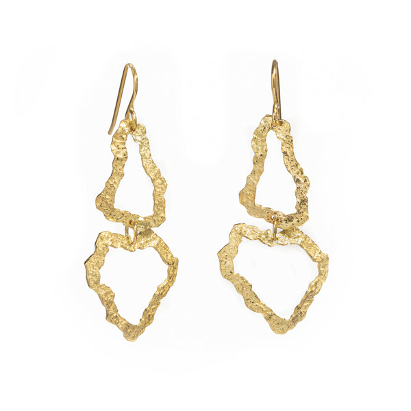 Sunshine Fee-Form 18k Gold Organic Hoop Earrings by Emanuela Duca. Sculptural Fine Jewelry Handcrafted in 18k, Sterling Silver, Bronze, diamonds, and precious gems - Made in Rome & New York