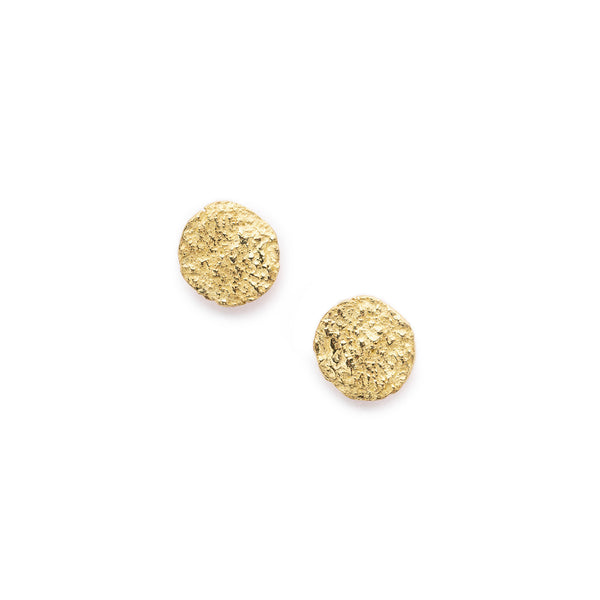 Roccia 18k Gold Stud Earrings by Emanuela Duca. The ragged surface of 18k yellow gold exudes raw elegance, coupled with an earthy sophistication. It's a testament to the beauty found in the imperfection or perfection of natural forms. Posts.