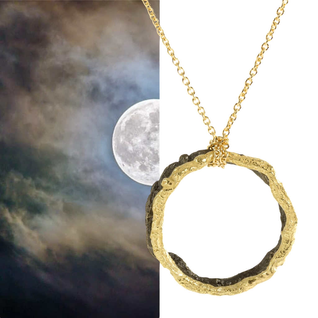 November's Moon Sculptural Fine Jewelry Collection by international artist, Emanuela Duca - 18k gold, sterling silver, diamonds, and precious gems.