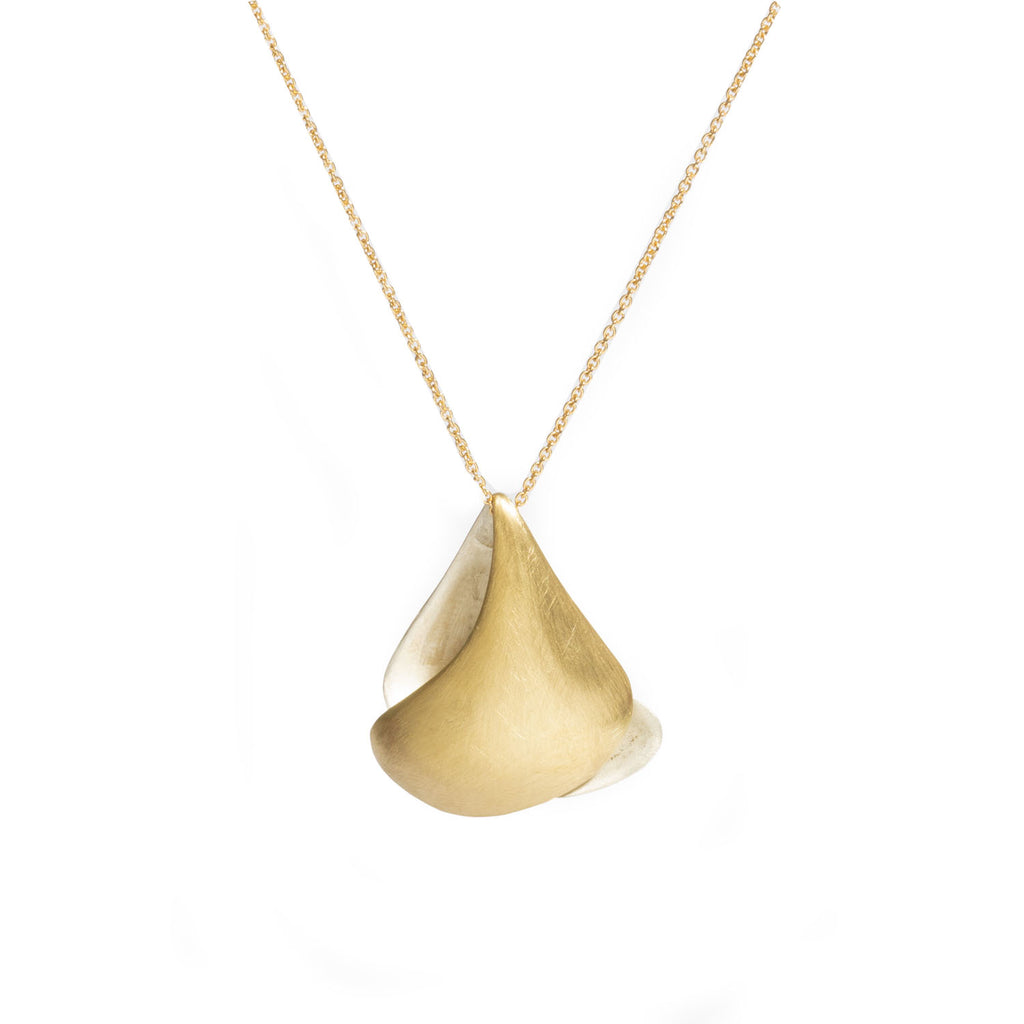 Isabella Silver & Gold Pendant Necklace by Emanuela Duca. Sculptural Fine Jewelry Handcrafted in 18k, Sterling Silver, Bronze, diamonds, and precious gems - Made in Rome & New York