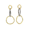 The Mystic Dangling Earrings by Emanuela Duca - The Mystic earrings, a fusion of 18k yellow gold and blackened sterling silver. Their combination of large and small textured links, along with contrasting metals, creates a captivating allure. Versatile and elegant, these earrings are perfect for everyday wear, adding a touch of sophistication to any ensemble. • 18k yellow gold; blackened sterling silver 