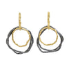 Sunshine Blackened Silver & 18k Gold Circles Earrings by Emanuela Duca. Sculptural Fine Jewelry Handcrafted in 18k, Sterling Silver, Bronze, diamonds, and precious gems - Made in Rome & New York