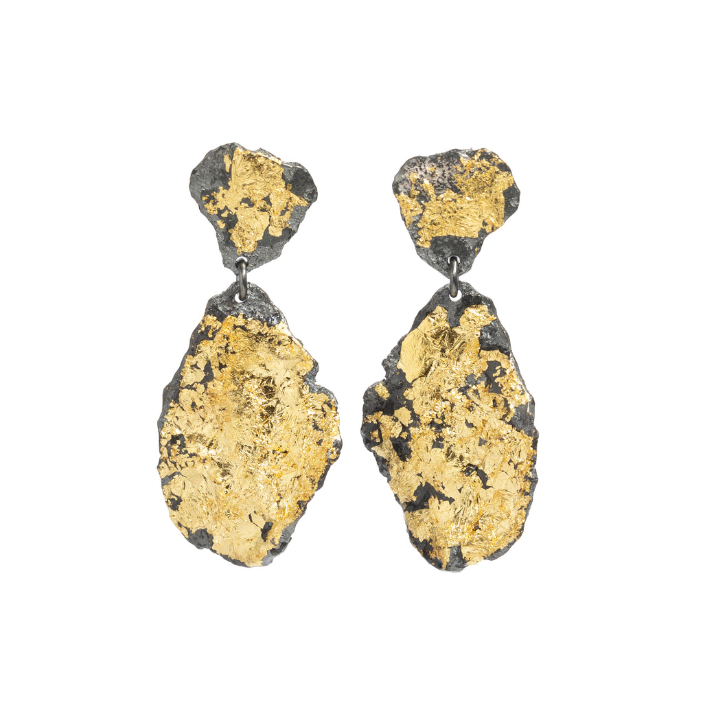Sunshine Gold Leaf 18k Gold Earrings by Emanuela Duca. Sculptural Fine Jewelry Handcrafted in 18k, Sterling Silver, Bronze, diamonds, and precious gems - Made in Rome & New York