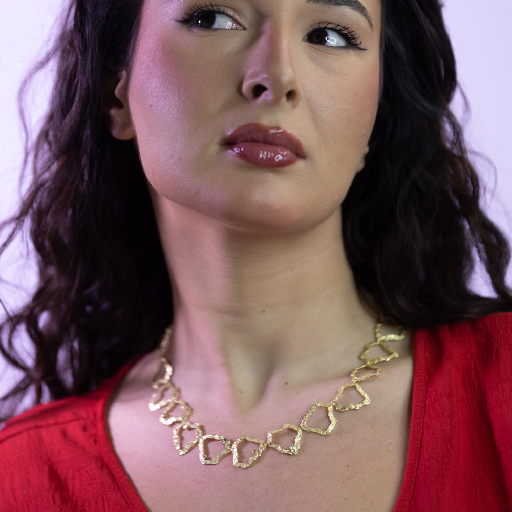 Sunshine Free-Form 18k Gold Necklace by Emanuela Duca. Sculptural Fine Jewelry Handcrafted in 18k, Sterling Silver, Bronze, diamonds, and precious gems - Made in Rome & New York