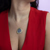 Sunshine Blackend Silve & 18k Gold Pendant by Emanuela Duca. Sculptural Fine Jewelry Handcrafted in 18k, Sterling Silver, Bronze, diamonds, and precious gems - Made in Rome & New York